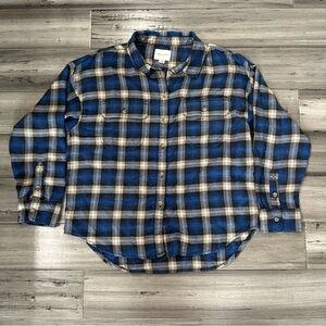 American Eagle flannel plaid long sleeve button up shirt women’s size medium